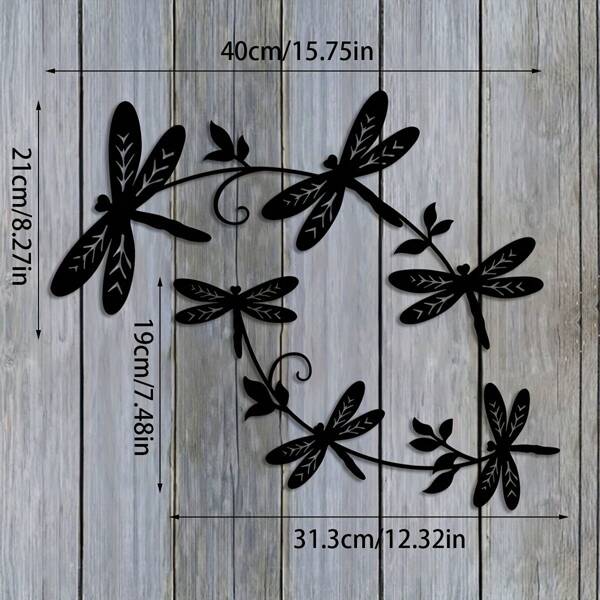 2pcs Dragonfly Metal Wall Decor, Metal Dragonfly Sculpture, Metal Dragonfly Garden Decor, Wrought Iron Painting, Suitable For Indoor And Outdoor Home Courtyard Balcony Decoration, Elegant Hanging Ornaments, Housewarming Gift