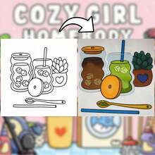 Cozy Girl Homebody Themed Illustrated Coloring Book, Adult Stress Relief Tool, Thick Paper Drawing Book, Relaxation, Anxiety Reduction, Emotional Release, Suitable For Small Gifts, Friends Holiday Leisure, Back To School, School Supplies, Drawing & Painting, Christmas