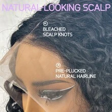 MAESI HAIR Wear And Go Wig 200% Density 4*4 5*5 Glueless Wig Mixed Blended Brazilian Virgin Hair Color GLUELESS Hair Wig Mixed Human Blended Hair 13*4 13*6 Lace Frontal Wig Short Curly Wavy Brazilian Hair Synthetic Mixed Hair, Deep Black - Natural & Black - View 8