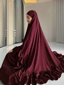 2pcs Set Ruffle Hijab Khimar Hijab Abaya Top Quality Muslim Women Prayer Headscarf Islamic Clothing Khimar, Suitable For Women's Daily Wear And Prayer, Spring/Summer/Autumn For Dress - Multicolor - View 20