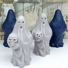 1pc Hold Skull Ghost Scented Candle Mold Diy Take Pumpkin Ghost Silicone Mold For Halloween Atmosphere Decoration - A-White - View 4