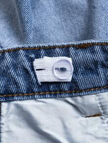 Young Boy Vintage Washed Light Color Embroidered Adjustable Elastic Waist Distressed Denim Shorts - Baby Blue - View 6