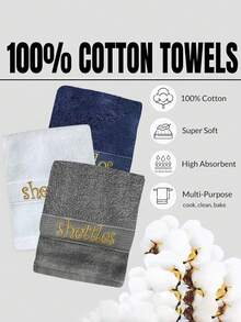 Monogrammed Embroidered Hand Towel, Personalized Name Bath Towels, Custom Towel Set Highly Absorbent, Bathroom Sets, Bath Towel, Hand Towel, Washcloths For Bathroom & Spa Breathable Cozy, Warm, Soft, Comfortable Custom, Unique, Personalized Ideal Gifts For Him Her, Boyfriend, Girlfriend, Dad, Mom, Family, Friends, Pets For Anniversaries, For Valentine's Day - Multicolor - View 5