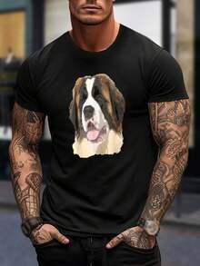 Camiseta de San Bernardo - Camiseta adorable para amantes de los perros, regalo perfecto para dueños de mascotas, estilo casual para hombre y mujer - Negro - Ver 1