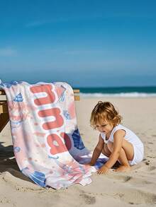 1pc Customized Text Printed Bath Towel, Beach Towel, Children's Towel, Pool Towel, Bathroom Towel, Vacation Gift, Beach Towel, Outdoor Travel, Beach Essential, Beach, Pool, Bathroom, Swimming Hall, Multi-Functional, Ornamental, Letter, Stylish, Modern, Colorful, Cute, Adorable, Casual, Custom, Personalised, Unique, Customized, Ideal Gifts For Him, Ideal Gifts For Her - Multicolor - View 3