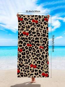 1pc Leopard Print And Cherry Sized Beach Towel, Ultra-Fine Fiber Quick Drying Absorbent Sand Proof Beach Towel, Suitable For Travel, Swimming Pool, Diving, Surfing, Yoga, Camping, Motorcycle Club Gatherings, Essential For Summer Beach Travel, Multifunctional Beach Towel For Vacation Bathroom Decoration, Available In Multiple Colors, Beach Accessories, Pool Float - Hot Pink - View 12