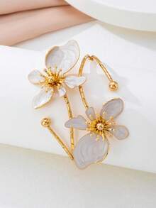 Bộ 7 món/Bộ trang sức dây chuyền, vòng tay, hoa tai, vòng tay, vòng lắc tay, nhẫn bằng kim loại tráng men màu trắng và ngọc trai, Bộ phụ kiện thời trang Châu Âu và Mỹ dành cho phụ nữ - trắng - Xem 2