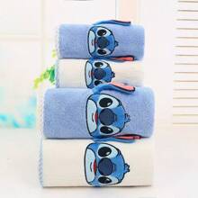 Disney 2pcs Disney Stitch Cartoon Bath Towel & Cute Blue Hand Towel, Suitable For Daily Use, Travel And Holidays Back To School For Beauty Salon Home Bathroom