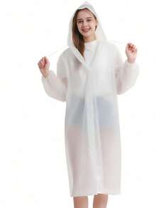 1pc Reusable Thick Rain Poncho, Portable Adult Waterproof Raincoat For Outdoor Travel, Men & Women Insulation, Galentines, Puppy, Carnival,Spring Summer Picks,Brides Maid Gifts,Room,Bedroom Decor,Beach,Travel,For Men,For Women,Vacation,Cute Stuff - White - View 2