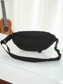 简约纯色男士腰包，适合日常通勤和旅行 - 黑色 - 查看 5