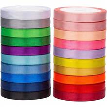 20 Colors Yard Satin Ribbon Rolls, 2/5 Wide 5 Yard/Roll, Ribbon Wrapping Crafts Hair Bows Wedding Party Decoration And More