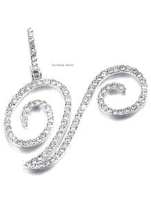 1pc Copper Zirconia A-Z Initial Pendant Necklace, Fashionable Women's Personalized Letter Jewelry - Silver - View 32