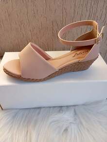 Anabela Sandal Medium Heel 4 Cm Closed Back - 米色 - 查看 4