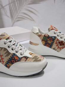 New Bohemian Outdoor Casual Shoes, Breathable Platform Wedges Sneakers For Plus Size Women, Spring & Autumn