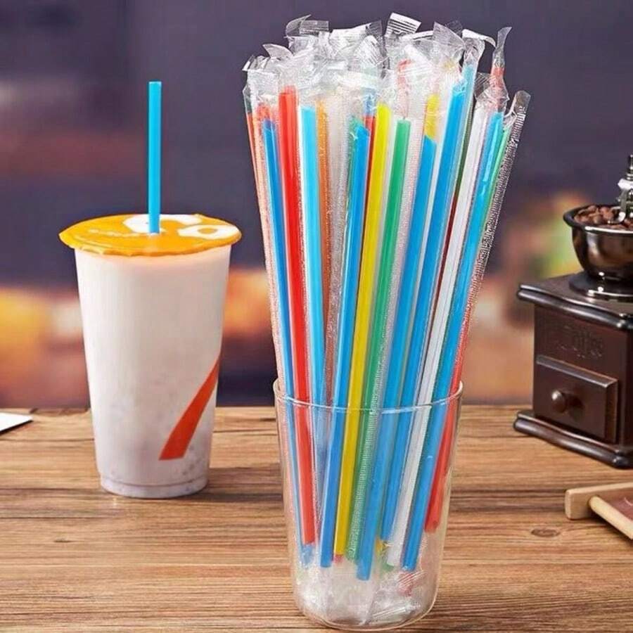 10/50/100/200 Pcs Colorful Plastic Straws, Multi-Color Drinking Straws, Long Coffee Straws, Cocktail Party Straws, Water Bottle Straws, Beverage Mixers, Straws Are Suitable For Home, Kitchen, Party, DIY Production