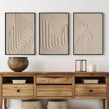 2D Flat, 3 sztuki 2D/Flat Print, Oprawione plakaty, Gotowe do powieszenia, Minimalistyczna abstrakcyjna sztuka luksusowa, Sztuka liniowa, Wystrój domu, Sztuka ścienna, Dekoracja pokoju, Prezent świąteczny, Salon, Sypialnia, Jadalnia, Wiszący obraz do dekoracji biura, 2D Flat, Opcjonalna rama