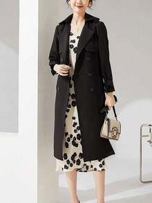 Women Trench Coats - Black - View 4