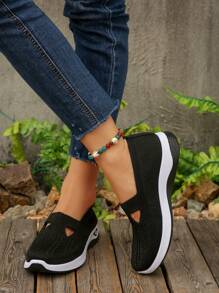 Sapatos Esportivos e Casuais com Puxador e Biqueira Redonda, Respiráveis e Confortáveis para Mulheres, Sapatos Leves e Planos da Moda para Caminhada, para Todas as Estações