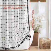 Bộ rèm tắm phong cách nông trại Boho kèm móc, rèm tắm vải lanh sọc siêu bền cho phòng tắm, rèm tắm phong cách đồng quê mộc mạc cổ điển chống thấm nước kèm tua rua, quà tặng Valentine cho nữ, sinh nhật, bạn trai, bạn gái, trang trí phòng tắm tại nhà, phụ kiện phòng tắm, trang trí mùa thu, trở lại trường học - Nhiều màu - Xem 26
