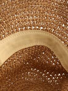 1 件女士宽边草帽，透气蕾丝镂空沙滩遮阳帽，夏季 - 彩色 - 查看 8