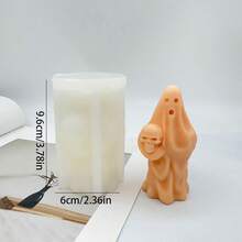 1pc Hold Skull Ghost Scented Candle Mold Diy Take Pumpkin Ghost Silicone Mold For Halloween Atmosphere Decoration - A-White - View 6
