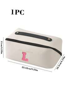 PU Leather Waterproof Cosmetic Bag, With Letter Cosmetic Storage Bag, Multifunctional Travel Storage Bag, Large Capacity Double Layer Cosmetic Bag