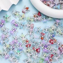 10/20pcs Assorted Colorful Flower Angel Wing Pendant Charms, Suitable For DIY Bracelets, Necklaces, Bags, Keychains, Jewelry Accessories - Multicolor - View 6