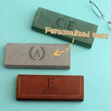 Customized Leather Eyeglass Case - Groomsmen Gift, Travel Leather Accessory, Unisex Sunglasses Case, Coworker Gift, Leather Eyeglasses Pouch, Mother's Day Gift, Dad & Mom Gift, Customized Classic Vegan Leather Eyeglass Case - Modern & Vintage Eyeglasses, Personalized Gift For Anniversary, Birthday, Christmas
