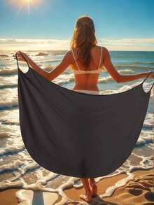 女士夏季海滩度假休闲纱笼细肩带连衣裙，性感海滩罩衫连衣裙 - 深灰色 - 查看 4