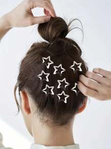 Multi-Color Elegant Silver Star Hair Clips, Side Bang Clips, Five-Pointed Star BB Hair Clips, Sweet Fringe Clips, Fashion Versatile Hair Accessories