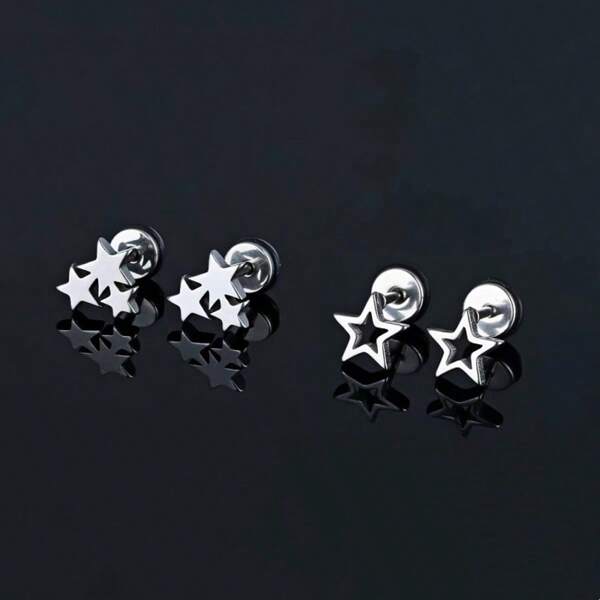 Must-Have For Casual Daily Life! The Star-Shaped Round Disc Earrings Are The New Favorite. The Cool Star Shape Is Paired With A Flexible Leather Loop. Made Of Stainless Steel, They Shine And Have A Stylish Look.