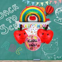 5pcs Back To School Theme Foil Balloons Set, Backpack & Stationery Shape Balloons For Back To School Decorations, Classroom & Campus Decor