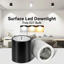 Faretti a incasso ad alta luminosità di grandi dimensioni, forma quadrata/rotonda, attacco lampadina E27 sostituibile, alloggiamento in metallo, tensione AC 85-265V, adatto per uso domestico, living, negozi, supermercati, centri commerciali, ristoranti, caffè, bar, gallerie, lobby, scale, camera da letto, cucina, soffitto, parete