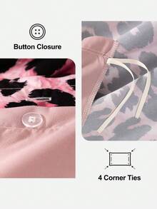 2/3件印花被套套装，柔软透气，可爱印花装饰床罩，完美适合单人床、双人床、特大床、大号床等所有尺寸的床，包含1件被套+1/2件枕套。适用于居家床上用品、学校床上用品和宿舍必需品，经Oeko-Tex认证 - 彩色 - 查看 6