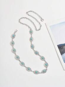 1 件新款夏季女士时尚装饰裙套装腰带镶嵌仿珍珠链腰链，适合女性外出、聚会和舞会时穿着 - 珍珠腰鍊 - 查看 5