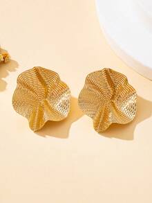 女士时尚耳环，简约几何图案耳钉，适合日常佩戴和度假 - 紋路波浪 - 查看 4