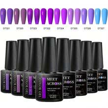 MEET ACROSS 8PCS/Set Gel Nail Polish Set Summer Nail Supplies Nude Pink Blue Red Blue Gel Polish Set Semi Permanent Nail Polish Nail Glue Soak Off UV LED Nail Art Gel Varnish Most Polular Colors Gel Nail Kit Manicure Kit Nail Art DIY Home Salon Gift For Women - Multicolor - View 26