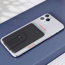 Universal Silicone Phone Card Holder Wallet Case Compatible With IPhone Phone Back Paste Sticker Bus/ ID Bank Card Paster Holder - Black - View 2