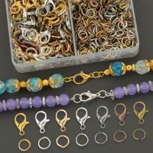 700pcs Random Color Mixing/Golden/Silver/White K/KC Gold Lobster Clasps And Split Ring Set, Including 100pcs Lobster Clasps And 600pcs Jump Rings, Mainly Used For DIY Jewelry Making, Chains, Necklaces, Anklets, Hair Accessories, Pendants