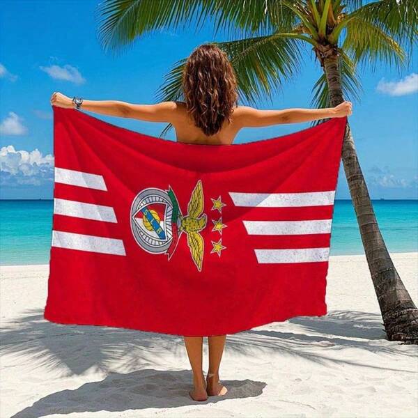 One Benfica Printed Beach Towel - Soft And Comfortable, Highly Absorbent, Modern Style, Windproof Quick-Dry Bath Towel, Lightweight Beach Blanket Suitable For Sports, Spa, Yoga, Gym, Holiday Gifts Beach Essentials