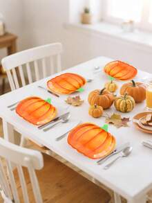 10pcs Pumpkin Paper Plates For Autumn, Disposable Pumpkin Plates, Autumn Harvest Party Tableware, Autumn Dinner Plates, Thanksgiving Harvest Party Plates, Thanksgiving Dessert Plates, Harvest Orange Party Plates, For Pumpkin Party Decoration, Thanksgiving Supplies Gifts, Kitchen Party Supplies, Halloween Party Gifts - Orange - View 5
