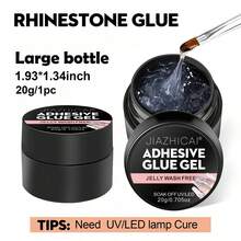 8g/20g 美甲水钻胶水凝胶非液体透明美甲宝石胶水凝胶可擦拭超强粘合美甲胶水凝胶用于指甲装饰 3D 宝石饰品花朵（需要美甲灯）