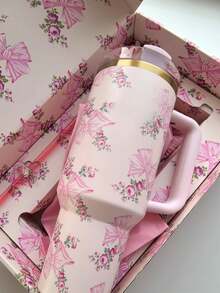Stan/Ey 40oz PINK & BLUE Butterfly Stainless Steel Water Bottle –| Red White Blue USA Flag Design | Large Capacity, Lightweight, Dishwasher  Perfect For Daily Hydration, For Iced Coffee & Summer Drinks, Leak-Proof, Camping, Hiking & Gym Essential - 粉色 - 查看 4