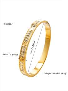 1pc/3pcs Fashion French Luxury Stainless Steel Devil's Eye, Clover, Pentagram Zirconia Bracelet, 18K Gold Plated, Simple & Elegant, Not Discolored Buckle Bangle, Suitable For Women Daily & Date Wearing