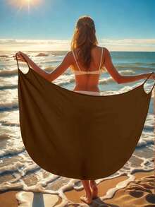 Women's Summer Beach Vacation Casual Wrap Sarong Cami Dress, Sexy New Style For Summer - Brown - View 4