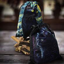 Double-Sided Kitten Print Polyester Tarot Card Pouch (18x13cm), Drawstring Storage Bag For Cards, Crystals & Holiday Gifts