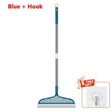 Escoba raspadora de silicona, limpiaparabrisas mágico, limpiaparabrisas de vidrio de alto lugar, fregona para suelo, escoba de limpieza de empalme para el hogar, agua de barrido para baño - Blanco - Gancho - Ver 9