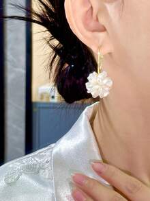 1 对优雅花卉欧美风格时尚耳环，轻盈奢华感耳环，独特设计，适合女性 - 星星 - 查看 3