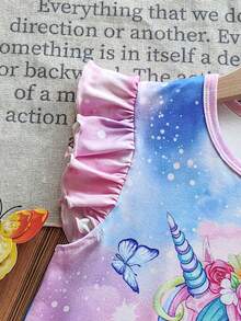 Chatreadl Girls' Nightgown Dress, Cute Rainbow Pony Graphic Comfortable & Fitted Princess Style - Multicolor - View 4