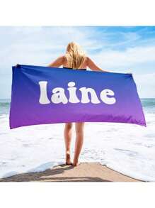 1pc Personalized Text Custom Ombre Beach Towel, Super Absorbent Swimming Towel, Comfortable Beach Blanket, Fashionable Pool Towel, Exquisite Yoga Mat, Beach Accessory, Holiday Essential Gift For Mother's Day, For Birthdays, For Ren's Day, For Father's Day, For Graduation, For Weddings, For Housewarming Bathroom, Living Room, Bedroom, Home Summer Bathroom DecorTravel Essentials Travel Accessories Beach Essentials
